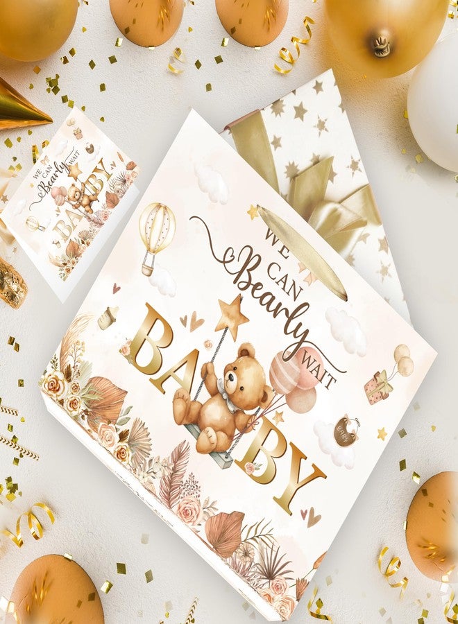 EoBeCy Large Baby Gift Bags for Boys and Girls, We Can Bearly Wait Baby Gift Bag with Handle, Tissue Paper and Greeting Card, Cute Bear Wrapping Paper for Baby Shower Birthday Party Favors - Image 5