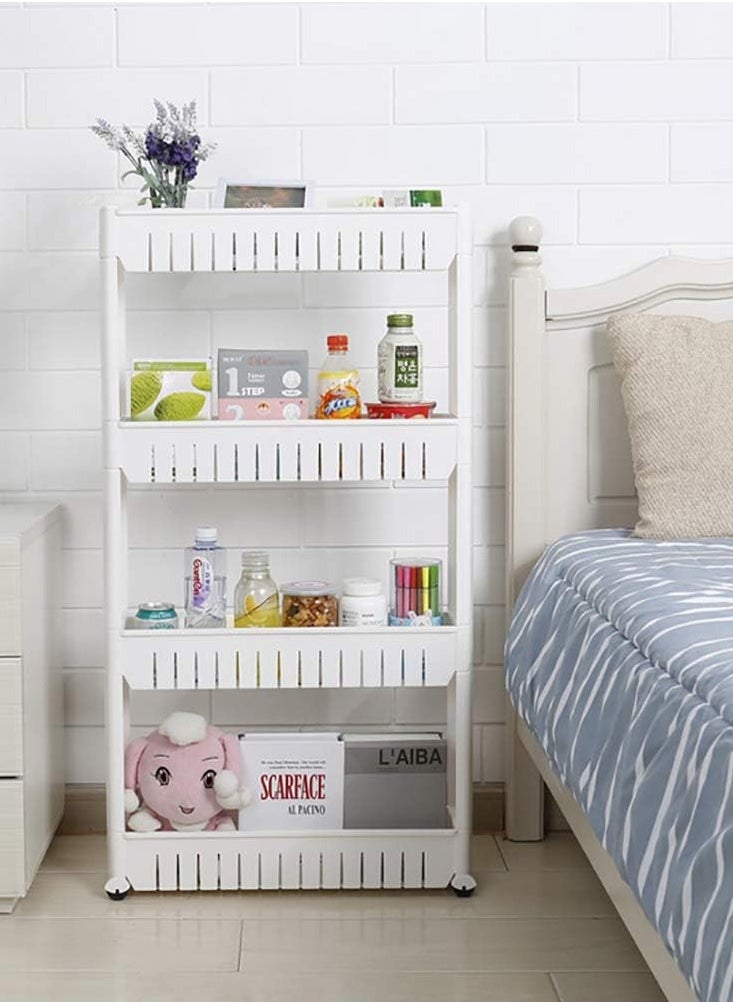 Generic Slide Out Storage Kitchen Trolley - 4 Tiers Off White 55X24X12cm  - Image 3