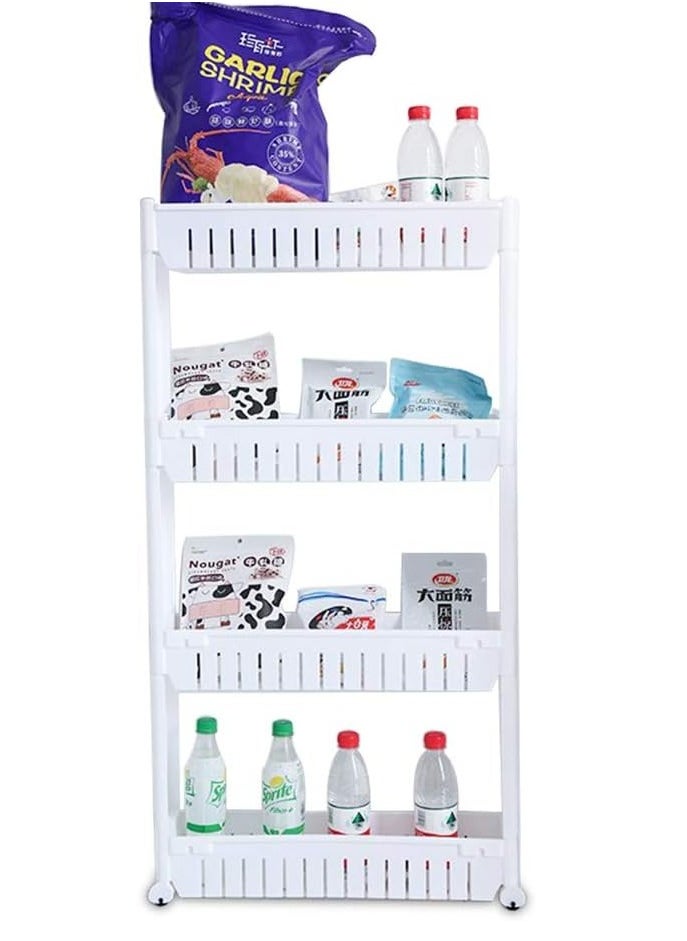 Generic Slide Out Storage Kitchen Trolley - 4 Tiers Off White 55X24X12cm  - Image 5