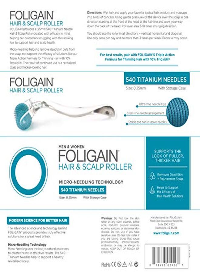 FOLIGAIN Hair & Scalp Derma Micro-Needling Roller, Hair Loss Treatment - Image 2