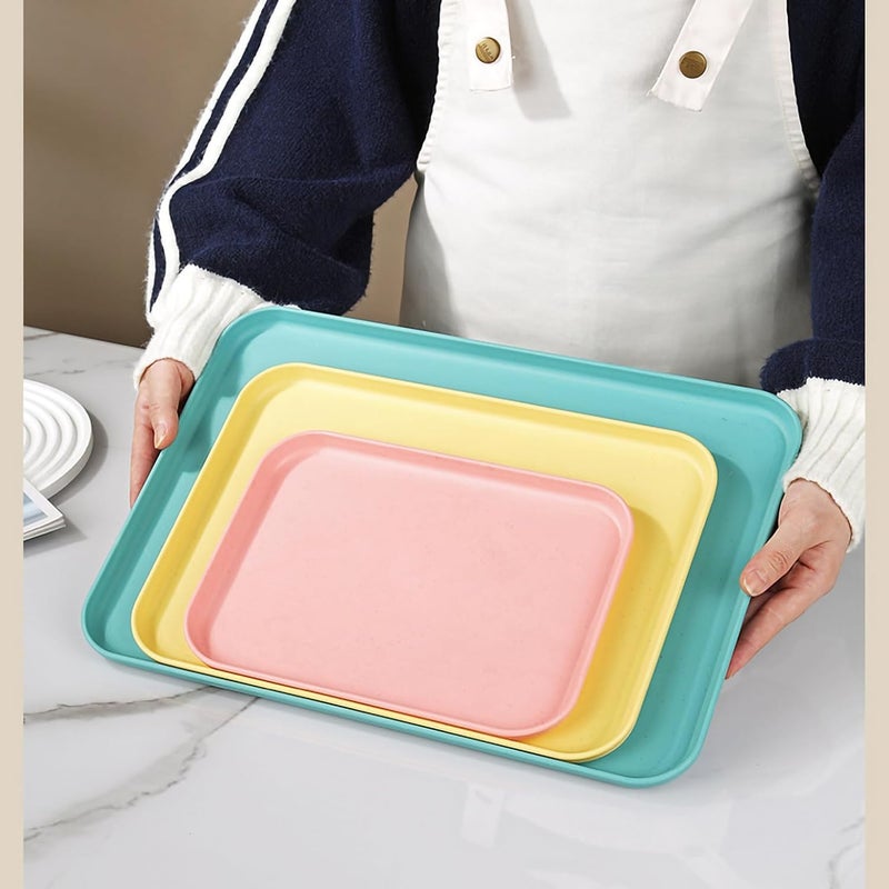 Vortipu 31CM Rectangular Serving Tray - BPA-Free, Reusable Wheat Straw Platter for Snacks, Food, Cookies & Party Serving (Gold, Pack of 4) - Image 4