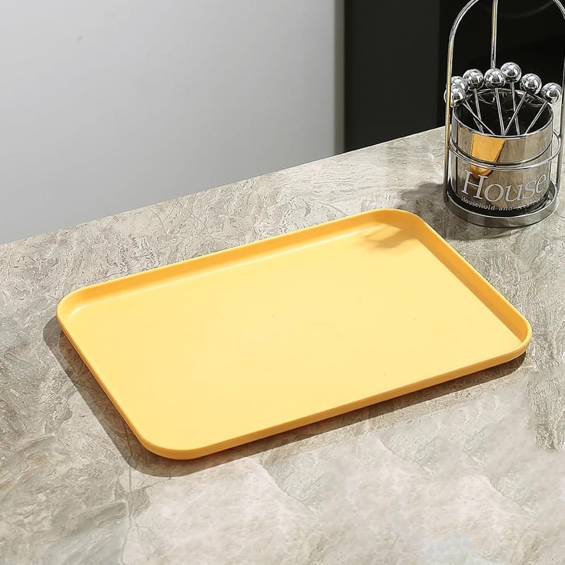 Vortipu 31CM Rectangular Serving Tray - BPA-Free, Reusable Wheat Straw Platter for Snacks, Food, Cookies & Party Serving (Gold, Pack of 4) - Image 3