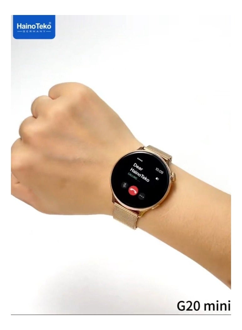 Haino Teko Mini AMOLED Display Smart Watch with Bluetooth Calling, Fitness Tracking, Stylish Design for Women, Multiple Menu Styles, 3 Pair Interchangeable Straps & Charging Cable – Black - Image 4