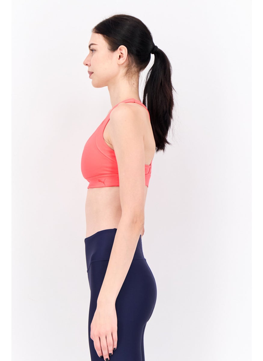 PUMA Women Brand Logo Padded Mid Impact Own It Sports Bra, Coral  - Image 2