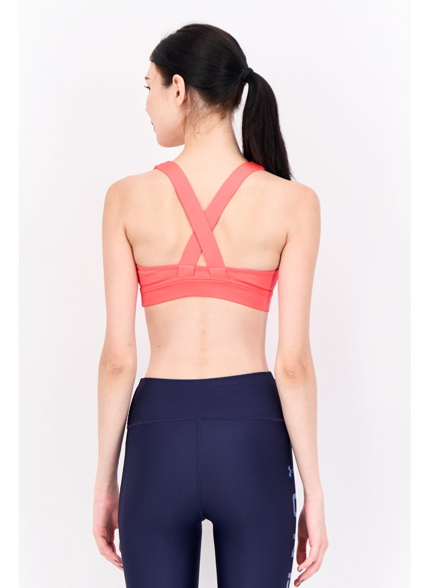 PUMA Women Brand Logo Padded Mid Impact Own It Sports Bra, Coral  - Image 3