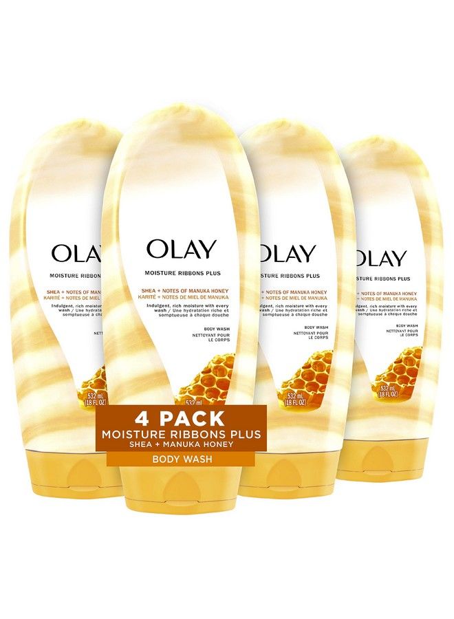 Olay Body Wash By Moisture Ribbons Plus Shea + Manuka Honey Body Wash 18 Fl Oz (Pack Of 4) - Image 2