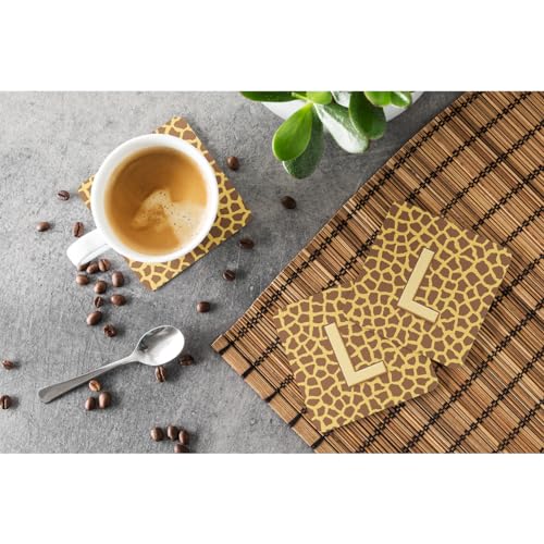 Caroline's Treasures Monogram-Giraffe Foam Coasters (Set of 4), Initial Letter L, 3.5" H x 3.5" W, Multicolor - Image 3