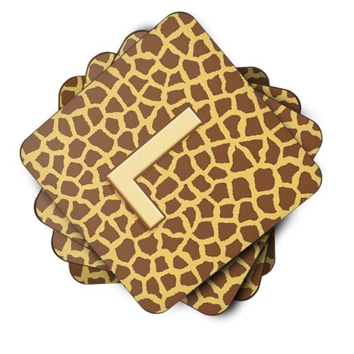 Caroline's Treasures Monogram-Giraffe Foam Coasters (Set of 4), Initial Letter L, 3.5" H x 3.5" W, Multicolor - Image 2
