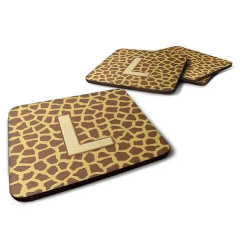Caroline's Treasures Monogram-Giraffe Foam Coasters (Set of 4), Initial Letter L, 3.5" H x 3.5" W, Multicolor - Image 5