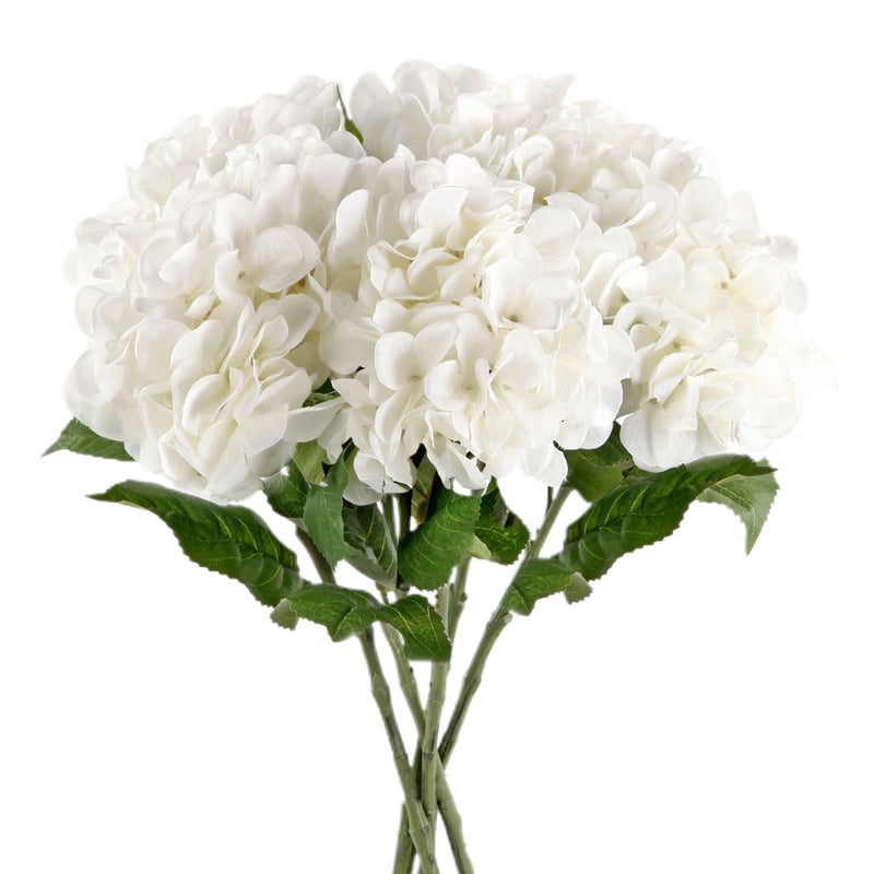 Acfruits 5Pcs Realistic White Hydrangea Artificial Flowers with Stems 21 Inch Lifelike Faux Hydrangeas Flower Large Hydrangea for Weddings Bouquets Table Centerpieces Home Decor Party - Image 5