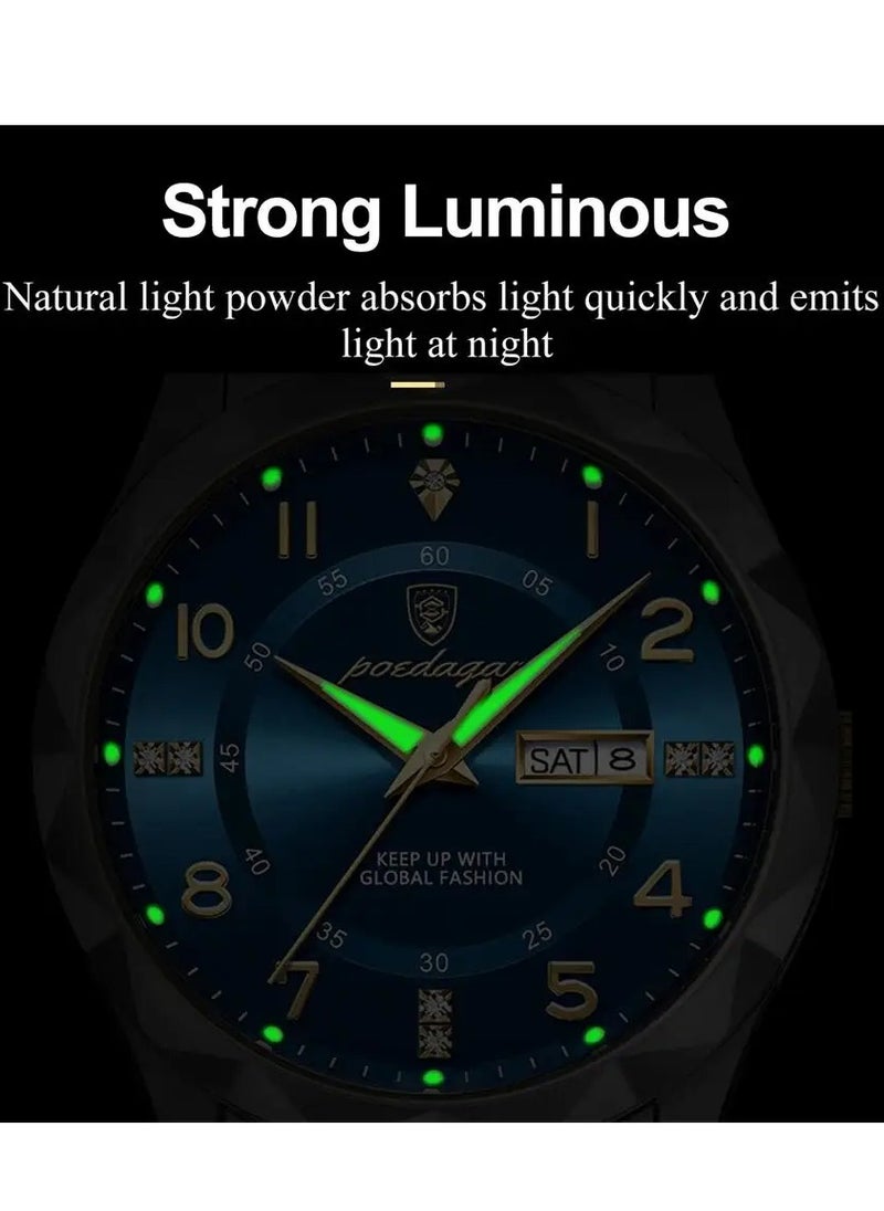 POEDAGAR Luxury Men Quartz Watch Waterproof Date Week Luminous Wristwatch Stainless Steel Men's Watches Male Clock Sports  - Image 2