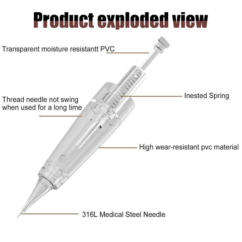 YBEAUTY Permanent Eyebrow Makeup Tattoo Machine Kit with 700mAh Wireless Battery 15 pcs Cartridge Needles Microblading Supply for Eyebrow Lip Eyeliner Microshading Supplies(Pink Tattoo Kit) - Image 3