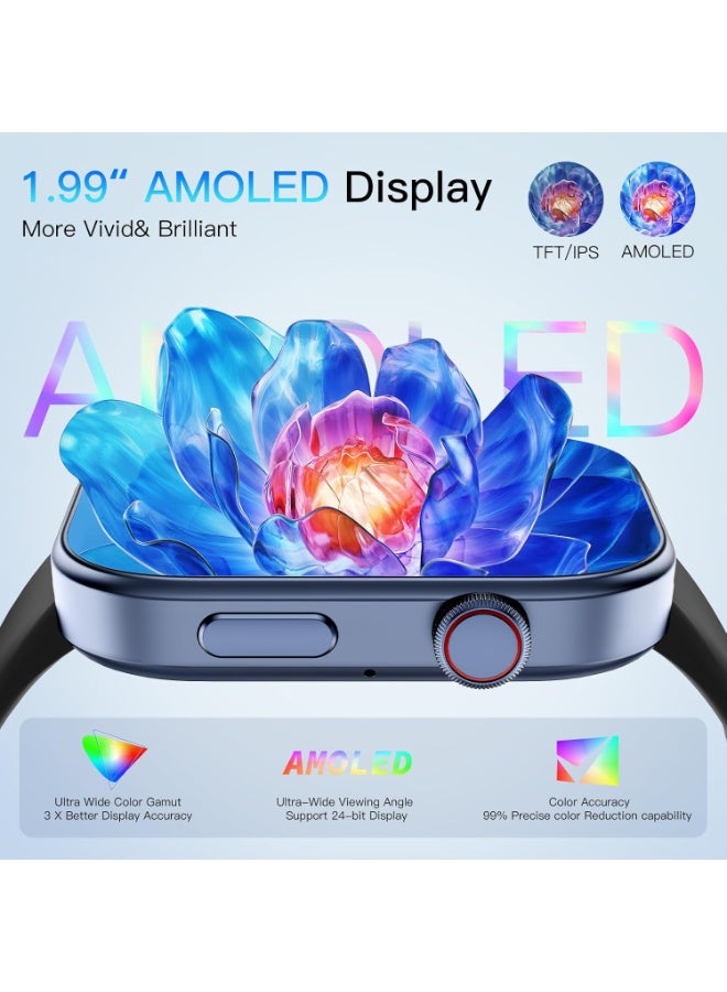 AOLON Foom Lite Smart Watch 1.83" Full Touch Screen | HD Bluetooth Calling & Comprehensive Health Monitoring (HR, SpO2, BP) | IP68 Waterproof and Extended Battery Life (280mAh) | Black - Image 2