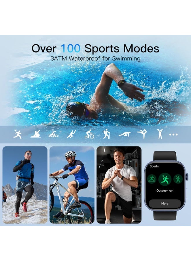 AOLON Foom Lite Smart Watch 1.83" Full Touch Screen | HD Bluetooth Calling & Comprehensive Health Monitoring (HR, SpO2, BP) | IP68 Waterproof and Extended Battery Life (280mAh) | Black - Image 3