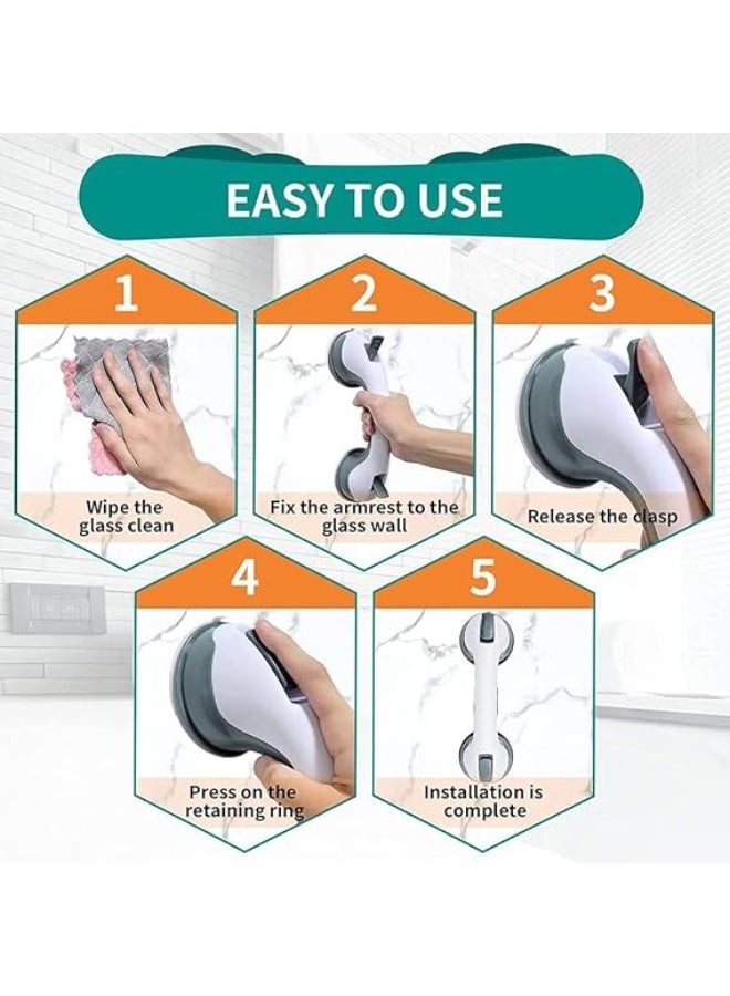 Suction Grab Bar for Bathroom Safety, Portable Support Handle for Shower and Bathtub Areas, Easy Grip Stability Assist Rail with Tool-Free Installation - Image 4