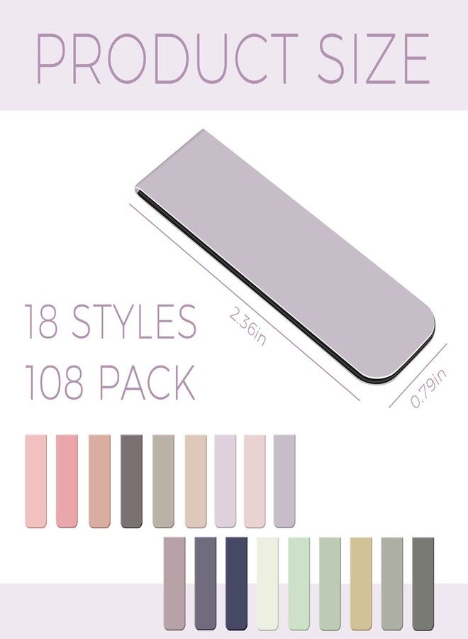 Henoyso 108 Pcs Magnetic Bookmarks Bulk Cute Magnet Book Marker Clip on Bookmark for Back to School Reading Women Men Book Lovers Teacher Student Supplies, Printing on 2 Side, 2.4 x 0.8 Inch, Morandi - Image 2
