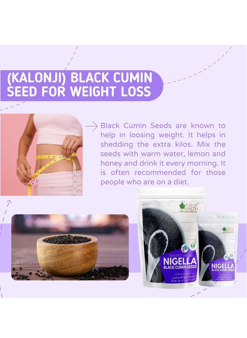 BLISS OF EARTH - Certified Organic Black Cumin Kalonji Seeds Nigella Seeds Packed with Antioxidants 1KG - Image 1