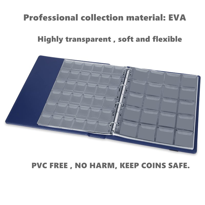 MUDOR PVC Free Coin Pages, 20-Pocket Sleeves, 5 Coin Sheets for Binders, Professional Collector Supplies - Image 4