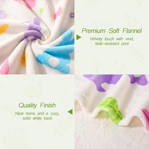 Treory Easter Bunny Throw Blanket: Ultra Soft Flannel Plush Sketchy Spring Floral Bunny Bed Blanket, Lightweight Cozy Easter Blanket for Couch Sofa Bed Living Room Home Decor Gifts, 50"x60" - Image 3