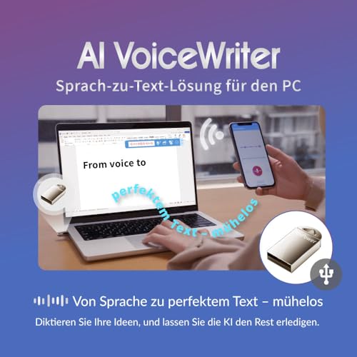 PenPower AI VoiceWriter Smart Dictation AI Writing Assistant for Windows Mac USB Dongle Mobile App for Voice Input Proofreading Rewriting Multilingual Support - Image 3