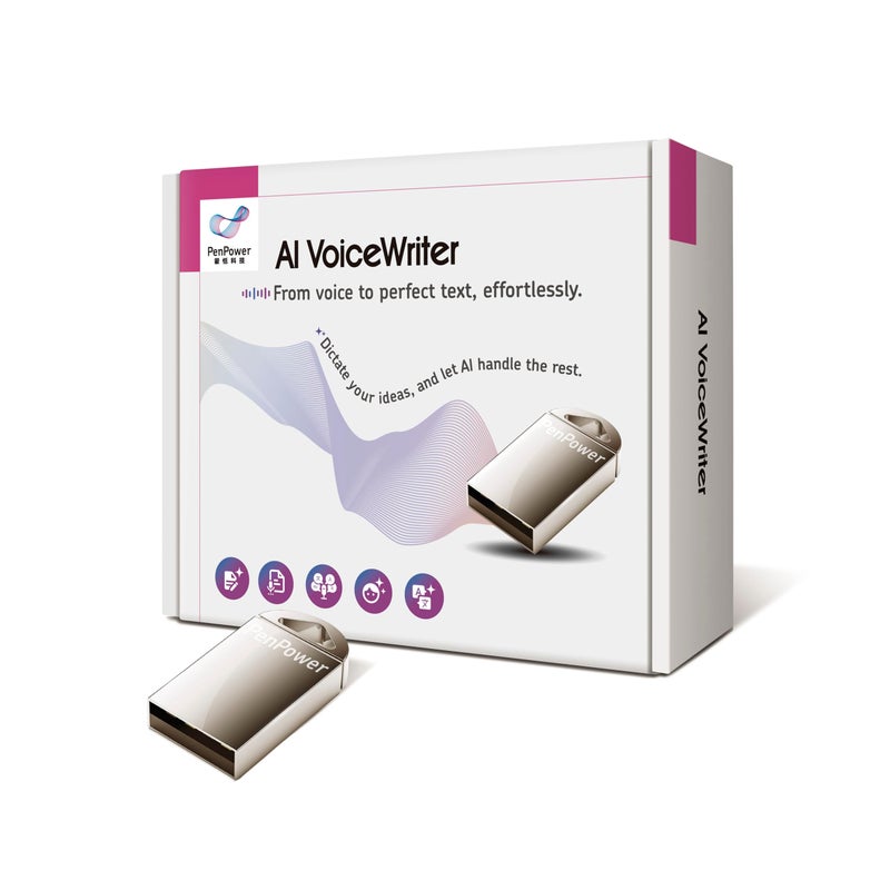 PenPower AI VoiceWriter Smart Dictation AI Writing Assistant for Windows Mac USB Dongle Mobile App for Voice Input Proofreading Rewriting Multilingual Support - Image 2