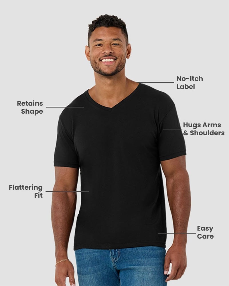 INTO THE AM V Neck T Shirts Men Fitted Casual Soft Plain Sleep Vneck Tshirt Shirts for Men (Black, Large) - Image 3