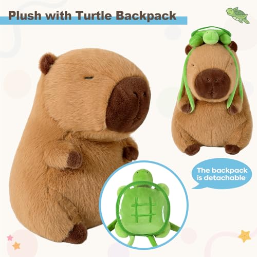 Ditucu Cute Capybara Plush with Turtle Backpack Soft Capibara Stuffed Animal Plushies Toys Hugging Gifts for Kids Brown 17 inch - Image 5