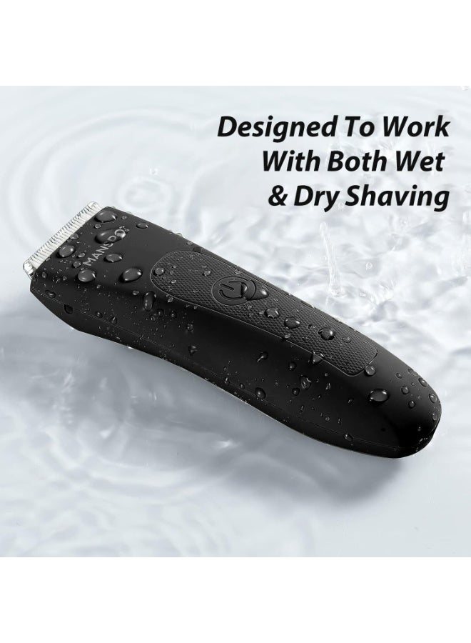 MANSPOT Trimmers for Men, Electric Body Hair Shaver for Men, Replaceable Ceramic Blade Heads, Wet & Dry Cordless Trimmer, 90-Minute Shaving Machine - Image 4