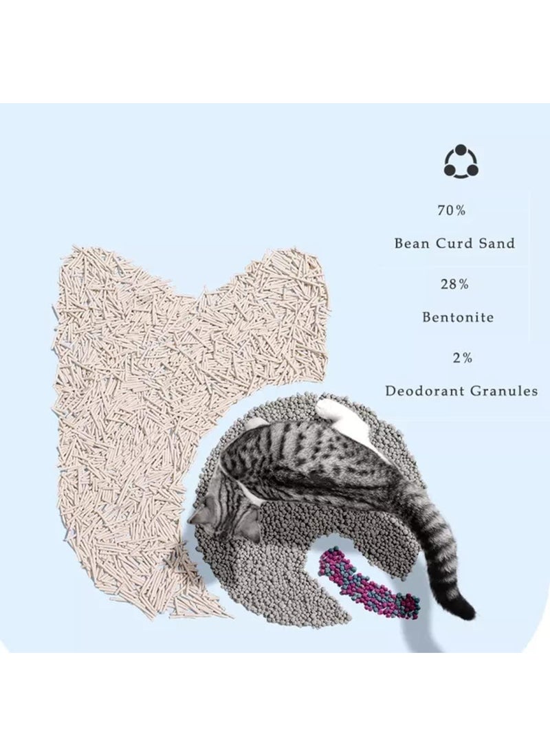 Mumoo Bear Tofu Cat Litter, Flushable Clumping Cat Litter Pellets, Pure Natural Pretty Dust-Free Kitty Litter, Low Tracking, Odor Free, Ultra Absorbent 6L - Image 2