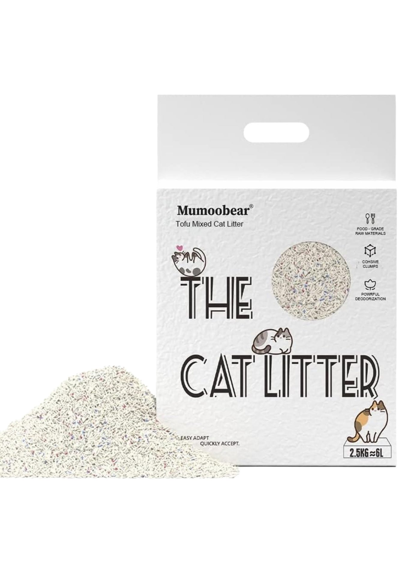 Tofu Cat Litter, Flushable Clumping Cat Litter Pellets, Pure Natural Pretty Dust-Free Kitty Litter, Low Tracking, Odor Free, Ultra Absorbent 6L