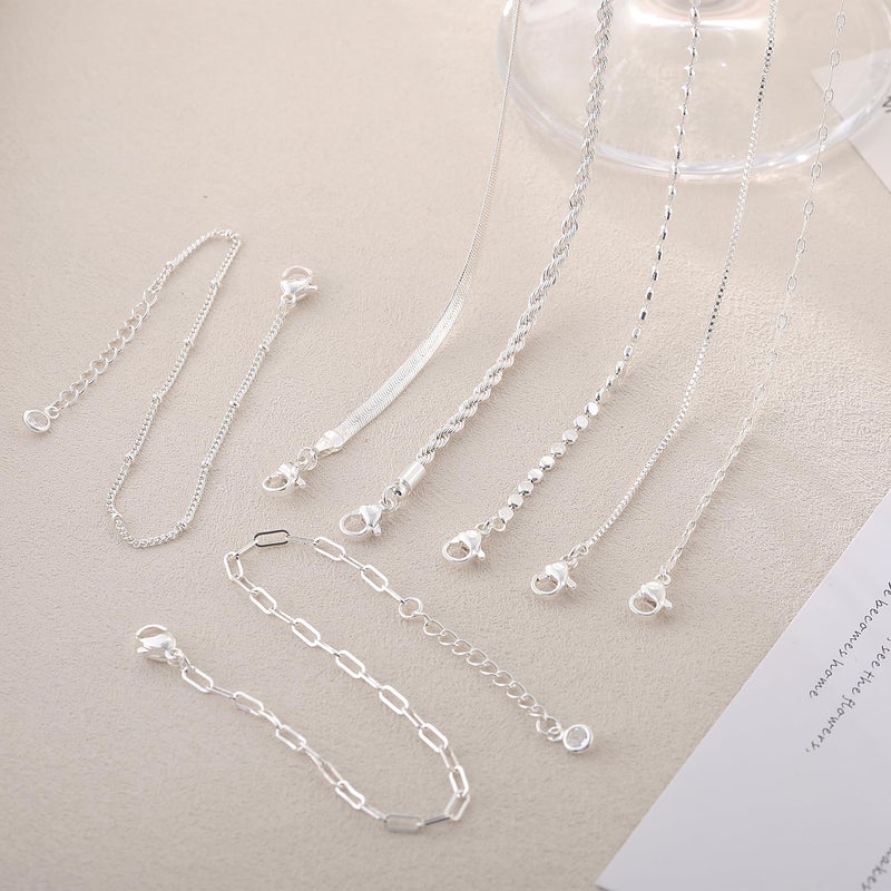 Kyerlyn Silver Bracelets for Women Trendy Waterproof Silver Dainty Bracelet Stack Adjustable Layered Bracelet Set Minimalist Fashion Jewelry - Image 5