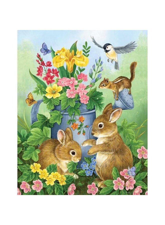 Bits and Pieces - 100 Piece Jigsaw Puzzle - A Touch of Spring by Artist Jane Maday - Cute Bunnies - 100 pc Jigsaw - Image 1