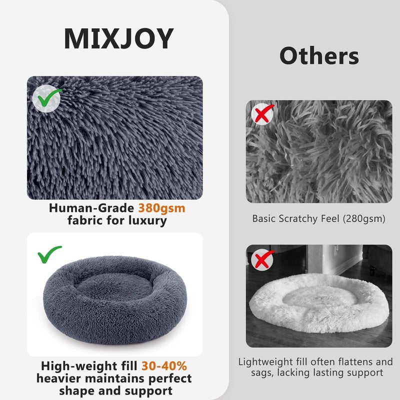 MIXJOY Orthopedic Dog Bed Comfortable Donut Cuddler Round Dog Bed Ultra Soft Washable Dog and Cat Cushion Bed (20''/23''/30'') (30'', Grey-Blue) - Image 4