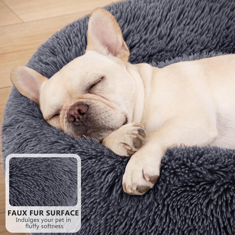 MIXJOY Orthopedic Dog Bed Comfortable Donut Cuddler Round Dog Bed Ultra Soft Washable Dog and Cat Cushion Bed (20''/23''/30'') (30'', Grey-Blue) - Image 3