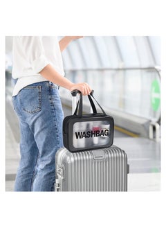 XiuWoo Travel Cosmetic Makeup Bags for Women, 4Pcs Different Size Travel Clear Makeup Bags with Handle, Large Capacity Translucent Waterproof Travel Cosmetic Bags for Women Travel and Bathroom (Black)  - Image 5