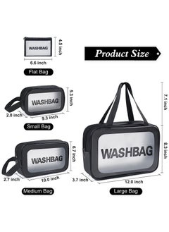 XiuWoo Travel Cosmetic Makeup Bags for Women, 4Pcs Different Size Travel Clear Makeup Bags with Handle, Large Capacity Translucent Waterproof Travel Cosmetic Bags for Women Travel and Bathroom (Black)  - Image 4