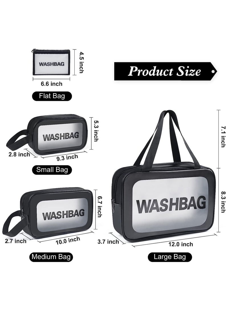 XiuWoo Travel Cosmetic Makeup Bags for Women, 4Pcs Different Size Travel Clear Makeup Bags with Handle, Large Capacity Translucent Waterproof Travel Cosmetic Bags for Women Travel and Bathroom (Black)  - Image 4