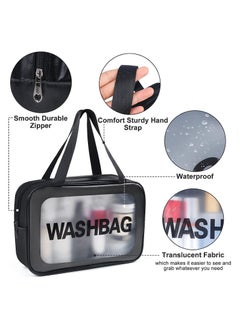 XiuWoo Travel Cosmetic Makeup Bags for Women, 4Pcs Different Size Travel Clear Makeup Bags with Handle, Large Capacity Translucent Waterproof Travel Cosmetic Bags for Women Travel and Bathroom (Black)  - Image 3