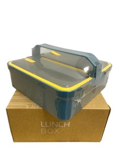 Brain Giggles BrainGiggles 2 Compartments Stainless Steel With Handle Lunch Box with Removable Inner Tray Bento Box for Kids Adults Multifunctional Air Tight Food Container - Blue  - Image 4