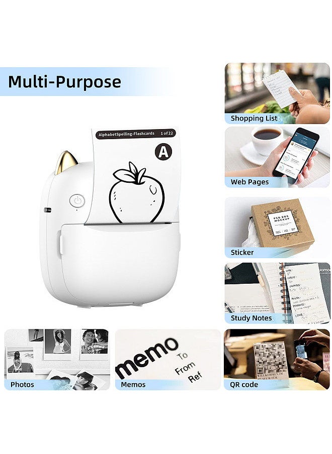 Generic Mini Pocket Printer Portable Thermal Printer Machine Wireless BT Connection 203DPIwith 6 Roll Thermal Paper+3pcs Color Thermal Paper+5pcs Adhesive Thermal Paper 57x25mm+5pcs Color Markers Gift  - Image 2