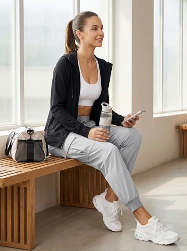 Libin Women's Cargo Joggers Lightweight Quick Dry Hiking Pants Athletic Lounge Casual Travel, Light Gray L - Image 2