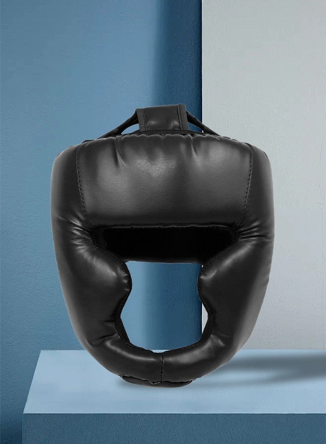 DUNISO Headgear for Kids，Thickened Boxing Helmet Safety Head Guard,Brace Head Protection,PU Leather Boxing Helmet for Traning Kickboxing MMA Muay Thai Sparring Martial Arts Karate Taekwondo(black) - Image 4