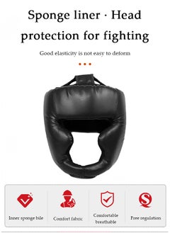 DUNISO Headgear for Kids，Thickened Boxing Helmet Safety Head Guard,Brace Head Protection,PU Leather Boxing Helmet for Traning Kickboxing MMA Muay Thai Sparring Martial Arts Karate Taekwondo(black)  - Image 3