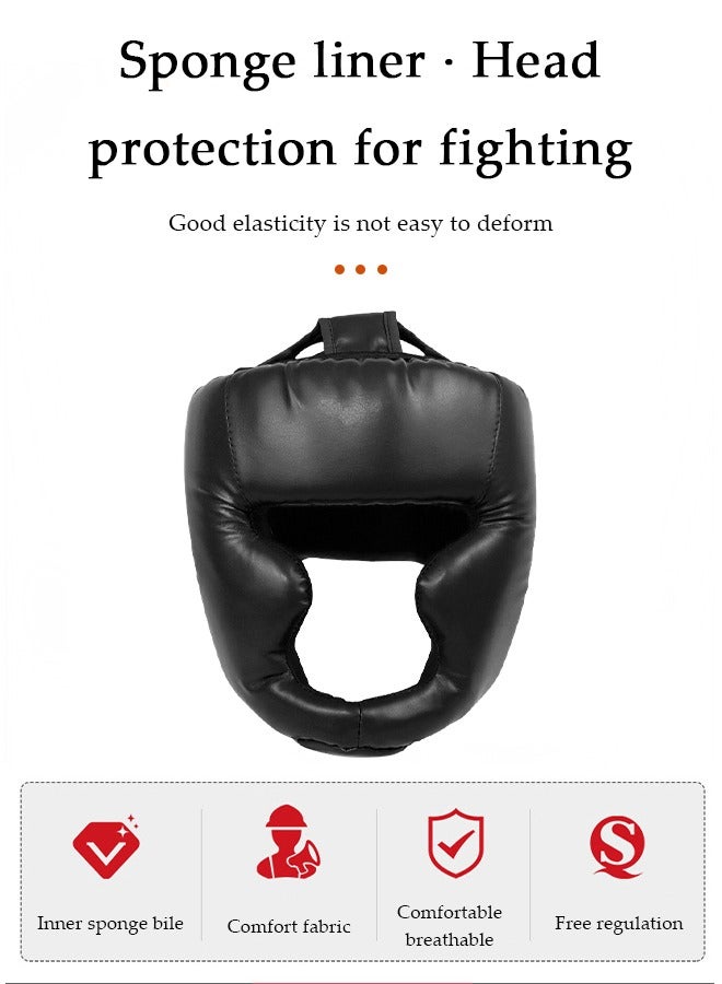 DUNISO Headgear for Kids，Thickened Boxing Helmet Safety Head Guard,Brace Head Protection,PU Leather Boxing Helmet for Traning Kickboxing MMA Muay Thai Sparring Martial Arts Karate Taekwondo(black) - Image 3