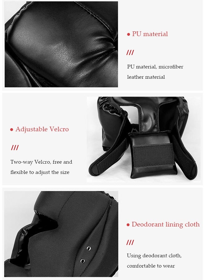 DUNISO Headgear for Kids，Thickened Boxing Helmet Safety Head Guard,Brace Head Protection,PU Leather Boxing Helmet for Traning Kickboxing MMA Muay Thai Sparring Martial Arts Karate Taekwondo(black) - Image 5