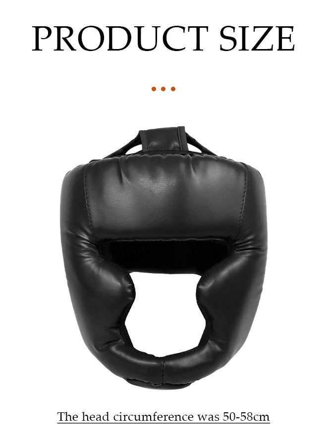 DUNISO Headgear for Kids，Thickened Boxing Helmet Safety Head Guard,Brace Head Protection,PU Leather Boxing Helmet for Traning Kickboxing MMA Muay Thai Sparring Martial Arts Karate Taekwondo(black) - Image 2