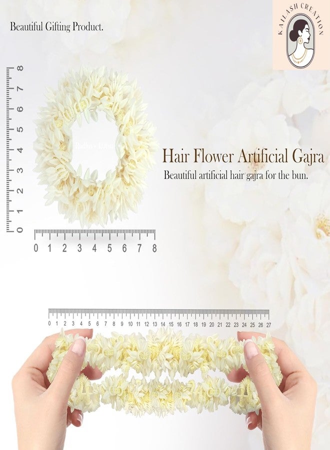 Kailash Creation Artificial Mogra Gajra for Hair Bun & Braids | Scented Jasmine Flower Hair Accessory | Reusable Traditional Bridal Gajra for Women & Girls Stylish (Pack of 12, Off White) - Image 5