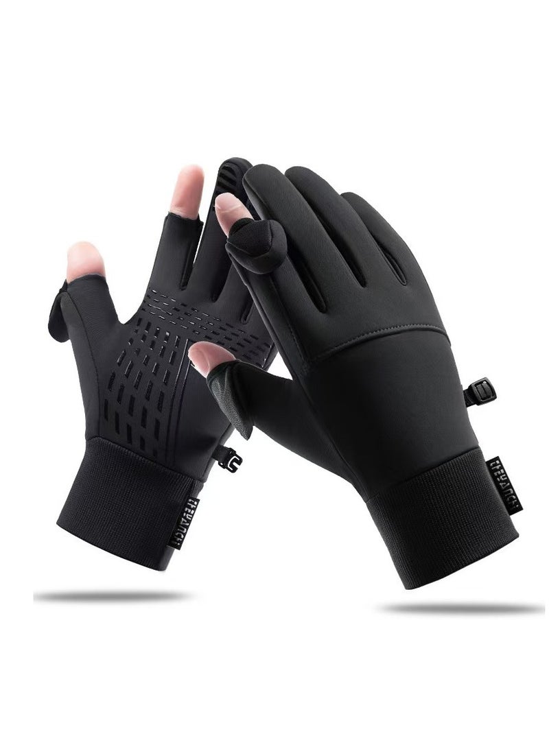 Cycling Gloves Men's Winter Outdoor Non-Slip Touch Screen Thick Warm - Image 1
