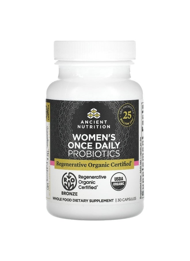 Ancient Nutrition - Ancient Nutrition, Women's Once Daily Probiotics, 25 Billion CFU, 30 Capsules - Image 1