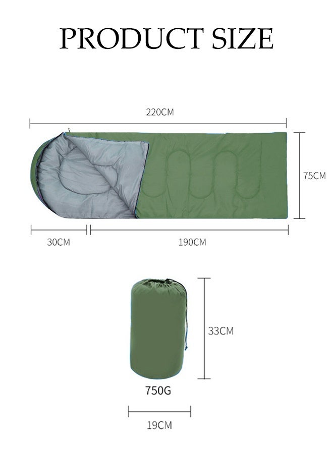 حقيبة نوم فردية، معدات تخييم خارجية خفيفة الوزن مع حقيبة ضغط لطقس دافئ وبارد، حقيبة نوم مقاومة للماء للتنزه، المشي، الصيد، والسفر - Image 2